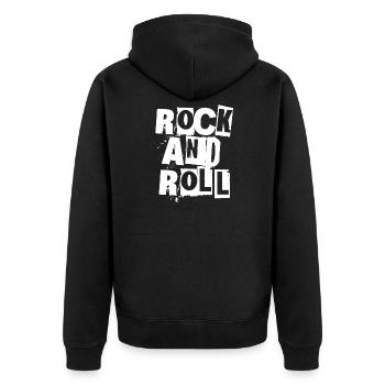 Rock and Roll Grunge Typography - Unisex Premium Organic Zip Hoodie - black - Back - Nico (187cm)