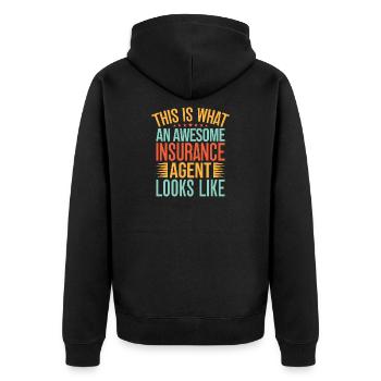 Insurance Agent This Awesome Looks Like Funny - Unisex Premium Bio Zip Hoodie - Schwarz - Hinten - Nico (187cm)
