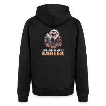 Adler - Unisex Premium Bio Zip Hoodie - Schwarz - Hinten - Nico (187cm)