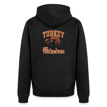 Türkei Und Touchdowns Herbst-Football-Fest - Unisex Premium Bio Zip Hoodie - Schwarz - Hinten - Nico (187cm)