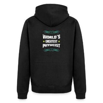 Weltbester Physiker Shirt Design - Unisex Premium Bio Zip Hoodie - Schwarz - Hinten - Nico (187cm)