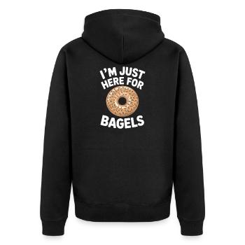 Bagels Spruch Bagel Lustiges Bagels Geschenk - Unisex Premium Bio Zip Hoodie - Schwarz - Hinten - Nico (187cm)