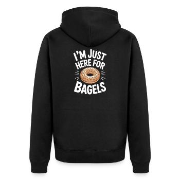 Bagels Spruch Bagel Lustiges Bagels Geschenk - Unisex Premium Bio Zip Hoodie - Schwarz - Hinten - Nico (187cm)