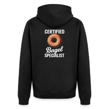 Bagels Spruch Bagel Lustiges Bagels Geschenk - Unisex Premium Bio Zip Hoodie - Schwarz - Hinten - Nico (187cm)