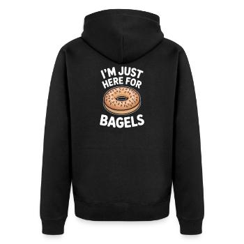 Bagels Spruch Bagel Lustiges Bagels Geschenk - Unisex Premium Bio Zip Hoodie - Schwarz - Hinten - Nico (187cm)