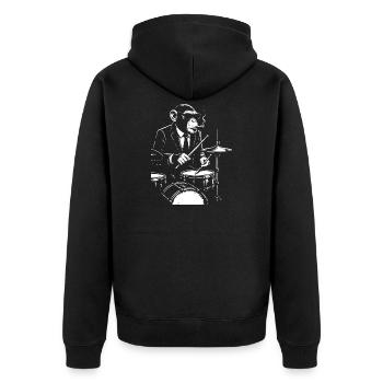 Jazz Monkey playing the Drums - Unisex Premium Organic Zip Hoodie - black - Back - Nico (187cm)