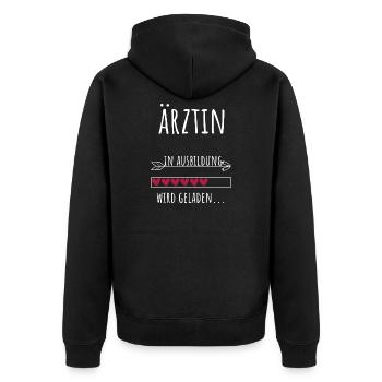 Medizin Studentin Beruf Ausbildung Ärztin - Unisex Premium Bio Zip Hoodie - Schwarz - Hinten - Nico (187cm)