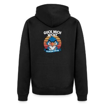 Ne me regarde pas dans ce ton drôle d’oiseau - Veste à capuche bio Premium Unisexe - noir - Dos - Nico (187cm)