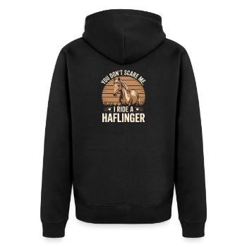 Du Hast Keine Chance, Ich Reite Einen Haflinger - Unisex Premium Bio Zip Hoodie - Schwarz - Hinten - Nico (187cm)