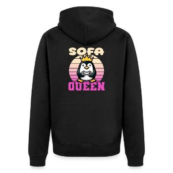 Sofa Queen - penguin gaming - Unisex Premium Organic Zip Hoodie - black - Back - Nico (187cm)