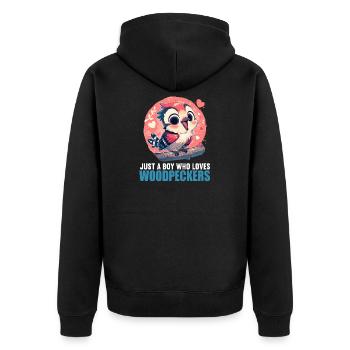 Spechte Specht - Unisex Premium Bio Zip Hoodie - Schwarz - Hinten - Nico (187cm)