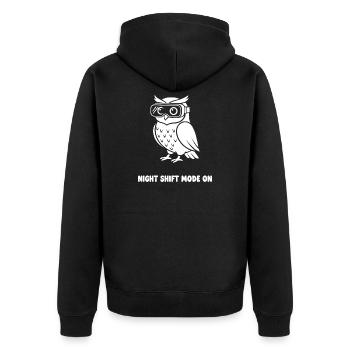 Nachtmodus Eule mit VR-Brille - Unisex Premium Bio Zip Hoodie - Schwarz - Hinten - Nico (187cm)