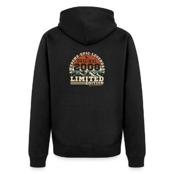 18 Jahre 2008 Vintage Geburtstagsgeschenk - Unisex Premium Bio Zip Hoodie - Schwarz - Hinten - Nico (187cm)