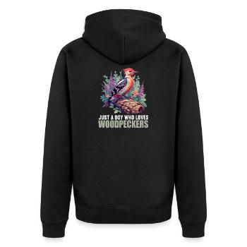 Spechte Specht - Unisex Premium Bio Zip Hoodie - Schwarz - Hinten - Nico (187cm)
