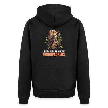 Spechte Specht - Unisex Premium Bio Zip Hoodie - Schwarz - Hinten - Nico (187cm)