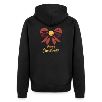 Merry Christmas Cartoon Schleife - Unisex Premium Bio Zip Hoodie - Schwarz - Hinten - Nico (187cm)