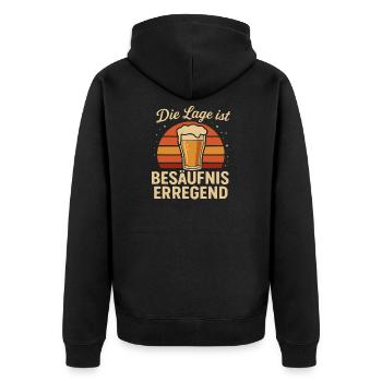 Die Lage ist besäufniserregend - Unisex Premium Bio Zip Hoodie - Schwarz - Hinten - Nico (187cm)