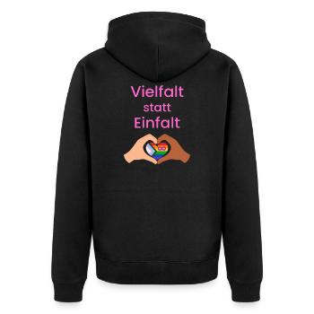 Diversity instead of simplicity - Unisex Premium Organic Zip Hoodie - black - Back - Nico (187cm)