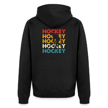 Hockey Eishockey Eishockeyspieler Geschenk - Unisex Premium Organic Zip Hoodie - black - Back - Nico (187cm)