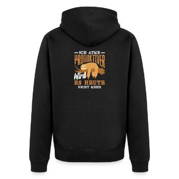 I'm breathing – it doesn't get any more productive today - Unisex Premium Organic Zip Hoodie - black - Back - Nico (187cm)