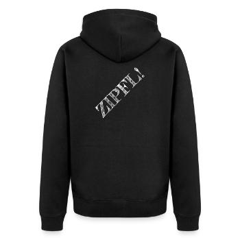 Zipfl! - Unisex Premium Bio Zip Hoodie - Schwarz - Hinten - Nico (187cm)