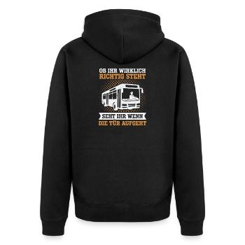 Linienbus Busfahrer Schulbus Busfahrerin Bus - Unisex Premium Bio Zip Hoodie - Schwarz - Hinten - Nico (187cm)