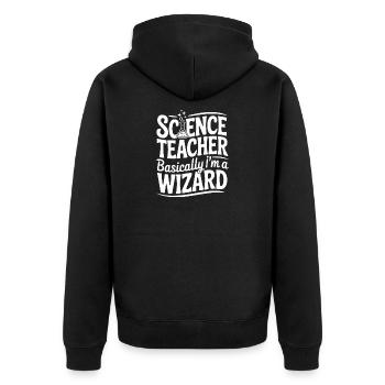 Naturwissenschaftslehrer Im Grunde bin ich ein Zauberer - Unisex Premium Bio Zip Hoodie - Schwarz - Hinten - Nico (187cm)
