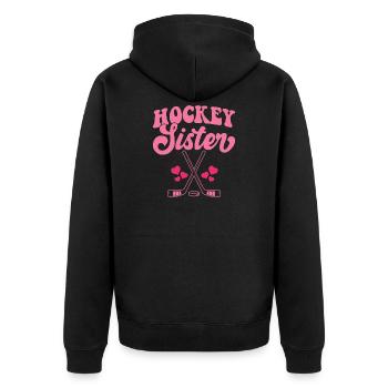 Hockey Eishockey Eishockeyspieler Geschenk - Unisex Premium Organic Zip Hoodie - black - Back - Nico (187cm)