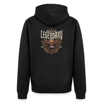 Legendär_seit_1986_Jahrgang_Geburtstag_Geschenk - Unisex Premium Bio Zip Hoodie - Schwarz - Hinten - Nico (187cm)