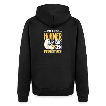 I love chickens – they poop breakfast - Unisex Premium Organic Zip Hoodie - black - Back - Nico (187cm)