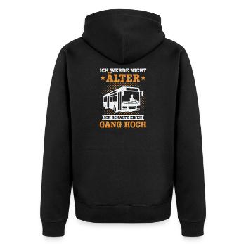 Linienbus Busfahrer Schulbus Busfahrerin Bus - Unisex Premium Bio Zip Hoodie - Schwarz - Hinten - Nico (187cm)