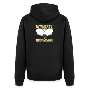 Men play table tennis table tennis players - Unisex Premium Organic Zip Hoodie - black - Back - Nico (187cm)