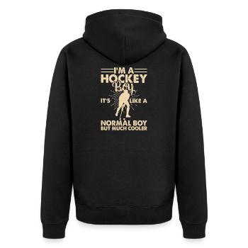Hockey Eishockey Eishockeyspieler Geschenk - Unisex Premium Organic Zip Hoodie - black - Back - Nico (187cm)