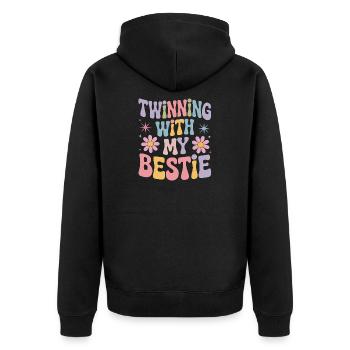 Best Friend Saying Funny Partner Look Gift - Unisex Premium Organic Zip Hoodie - black - Back - Nico (187cm)