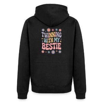 Best Friend Saying Funny Partner Look Gift - Unisex Premium Organic Zip Hoodie - black - Back - Nico (187cm)