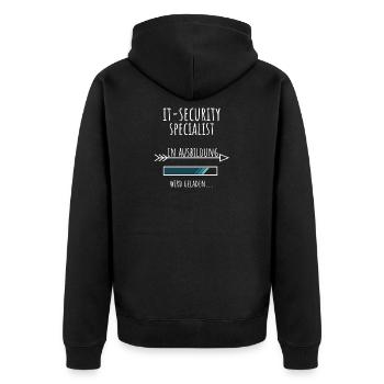 IT-Security Specialist Student Beruf Ausbildung - Unisex Premium Bio Zip Hoodie - Schwarz - Hinten - Nico (187cm)
