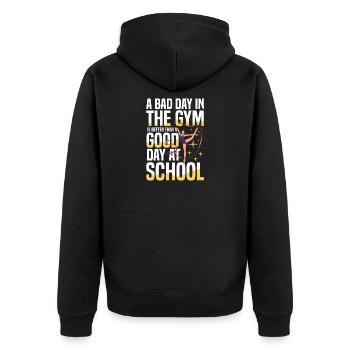  Ein Schlechter Tag Im Fitnessstudio Ist Besser - Unisex Premium Bio Zip Hoodie - Schwarz - Hinten - Nico (187cm)
