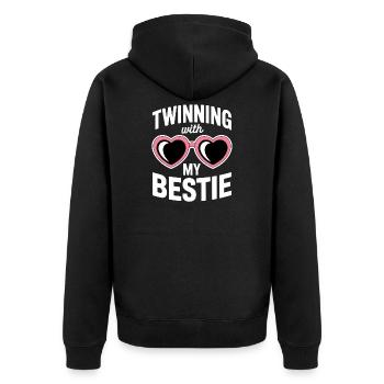 Best Friend Saying Funny Partner Look Gift - Unisex Premium Organic Zip Hoodie - black - Back - Nico (187cm)