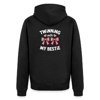 Best Friend Saying Funny Partner Look Gift - Unisex Premium Organic Zip Hoodie - black - Back - Nico (187cm)