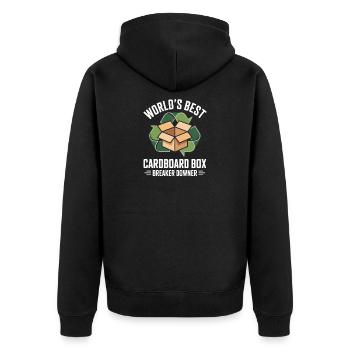 Worlds Best Cardboard Box Breaker Downer - Unisex Premium Bio Zip Hoodie - Schwarz - Hinten - Nico (187cm)