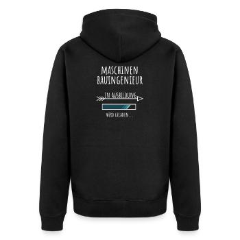 Maschinenbauingenieur Maschinenbau Studium Beruf - Unisex Premium Bio Zip Hoodie - Schwarz - Hinten - Nico (187cm)