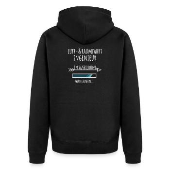 Luft- & Raumfahrtingenieur Student Ausbildung - Unisex Premium Bio Zip Hoodie - Schwarz - Hinten - Nico (187cm)