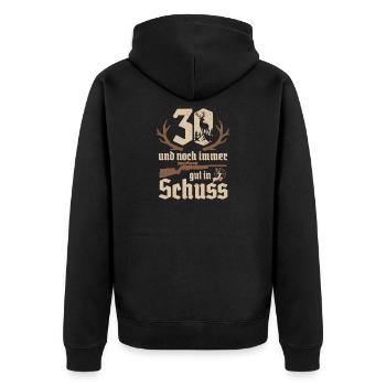 Jäger 30. Geburtstag Jagd 30 Jahre gut in Schuss - Unisex Premium Bio Zip Hoodie - Schwarz - Hinten - Nico (187cm)