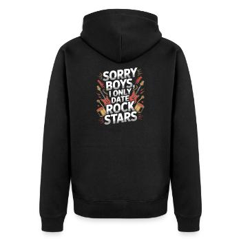 Festival Sorry Boys I Only Date Rock Stars Groupie - Unisex Premium Bio Zip Hoodie - Schwarz - Hinten - Nico (187cm)
