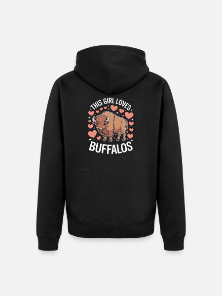 Büffel Spruch Mädchen Lustiges Büffel Geschenk - Unisex Premium Bio Zip Hoodie - Schwarz