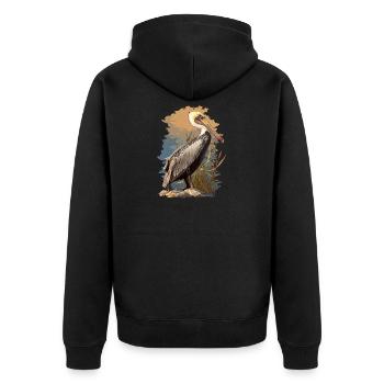 Pelikane Pelikan - Unisex Premium Bio Zip Hoodie - Schwarz - Hinten - Nico (187cm)