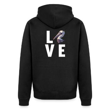 Pelikane Pelikan - Unisex Premium Bio Zip Hoodie - Schwarz - Hinten - Nico (187cm)