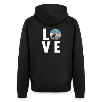 Pelikane Pelikan - Unisex Premium Bio Zip Hoodie - Schwarz - Hinten - Nico (187cm)