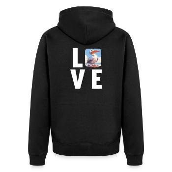 Pelikane Pelikan - Unisex Premium Bio Zip Hoodie - Schwarz - Hinten - Nico (187cm)