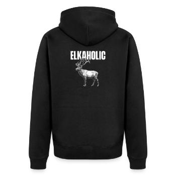 Elkaholic Elk Hunter Big Game Wildnis - Unisex Premium Bio Zip Hoodie - Schwarz - Hinten - Nico (187cm)